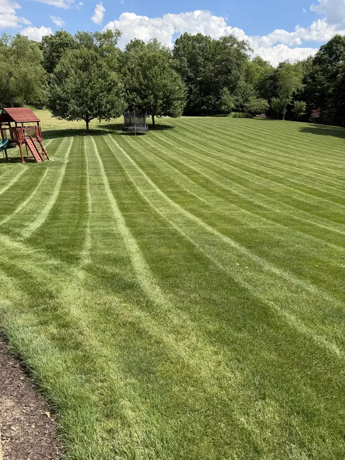 Mowed lawn along a creek bank in Wooster, Ohio